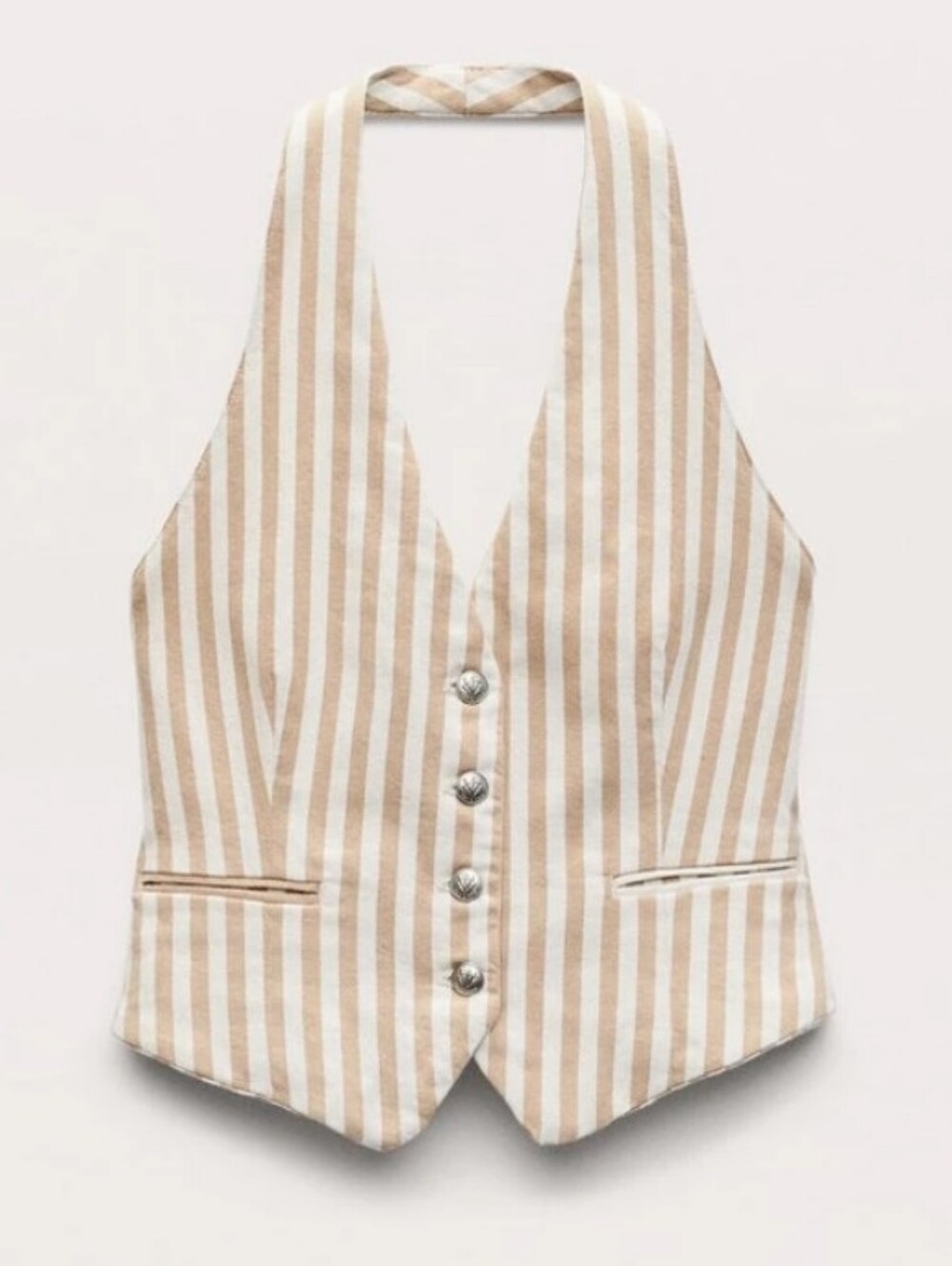Rag & Bone Ethel Striped Denim Vest Vintage Stretch in Tan Stripe Size 14
